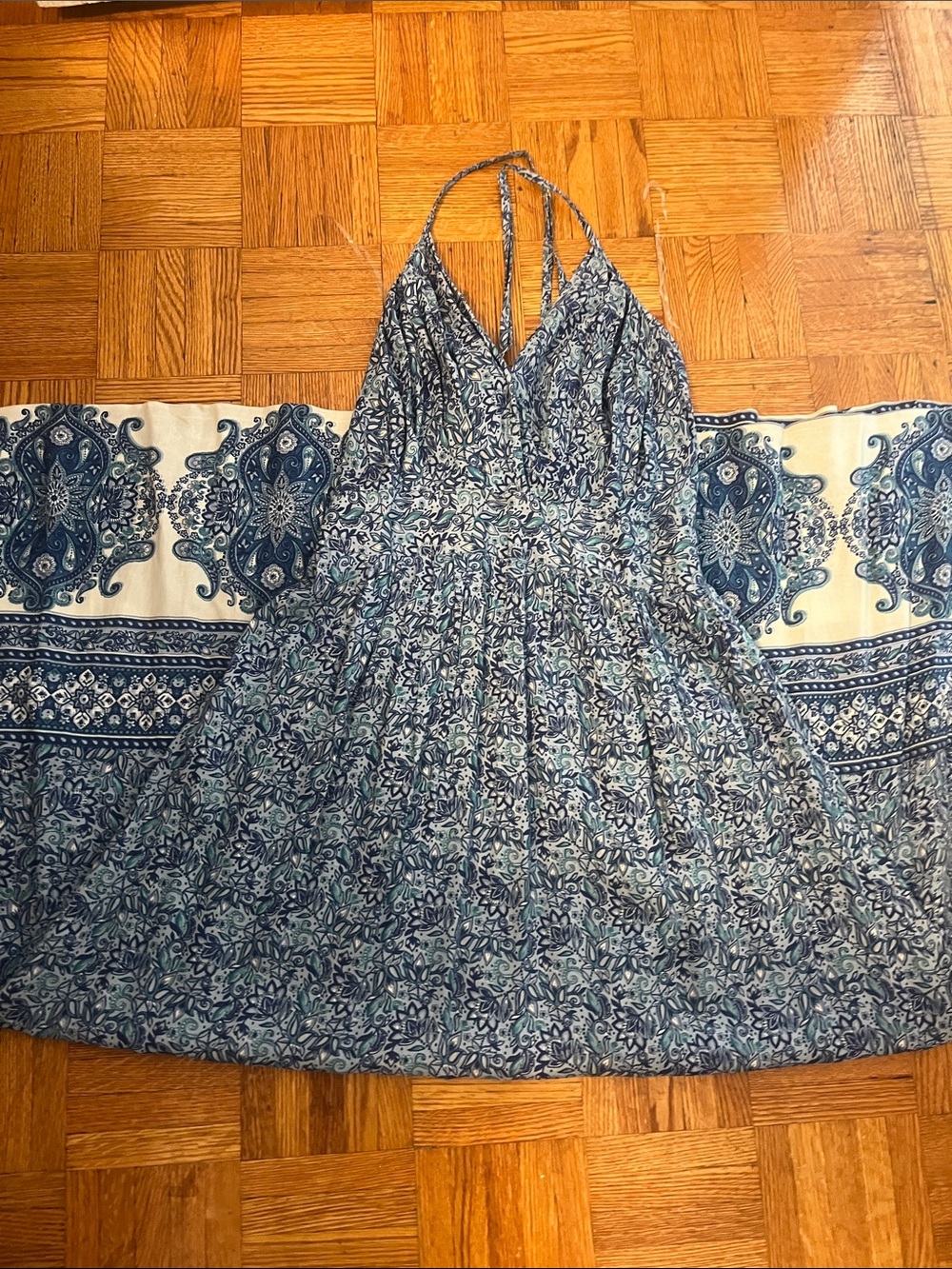 Angie Blue Paisley Halter Midi Dress